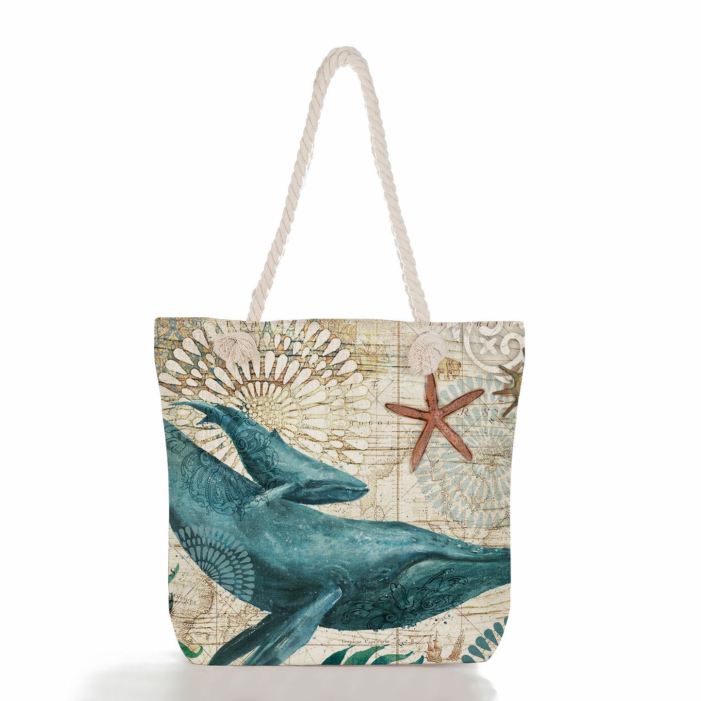 Animal Pattern Canvas Shoulder Bag - Large Capacity Casual Beach Handbag